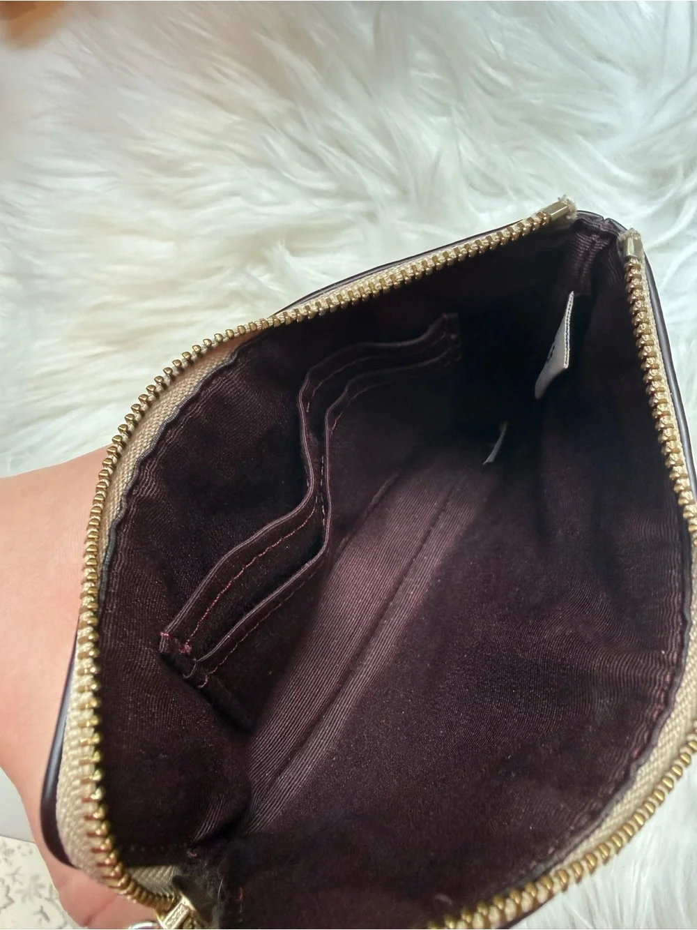 COACH Embossed Signature Wristlet in Neutral Beige